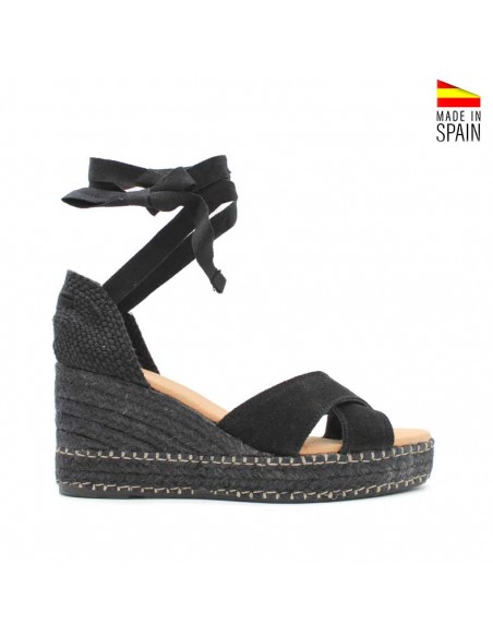sandalias cuna negra serraje lazada