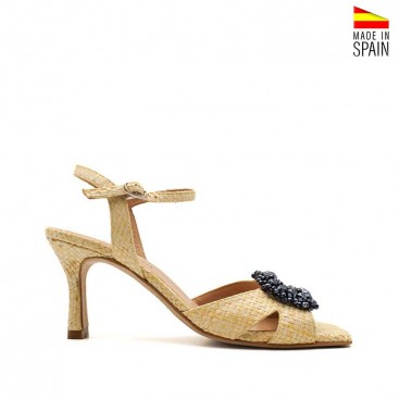 sandalia rafia natural con pulsera al tobillo