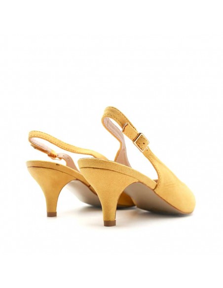 zapato destalonado mostaza de antelina