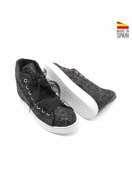 botines negros glitter