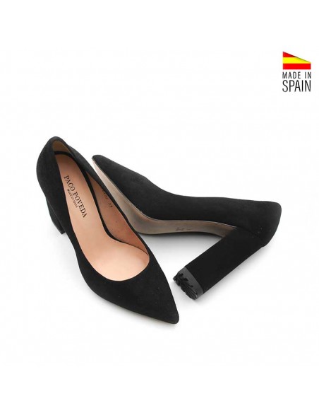 zapato salon negro tacon alto ancho
