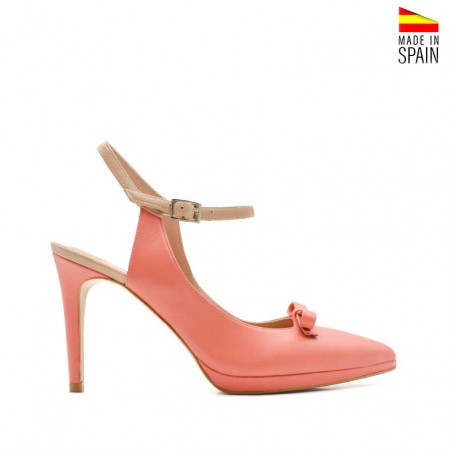 zapato destalonado de piel color salmón