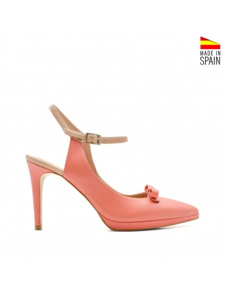zapato destalonado de piel color salmón