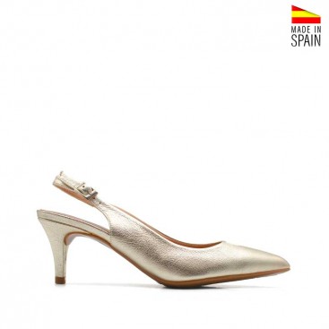 zapato destalonado dorado de piel