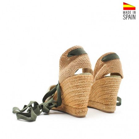 alpargatas de cuña verde caqui con plataforma