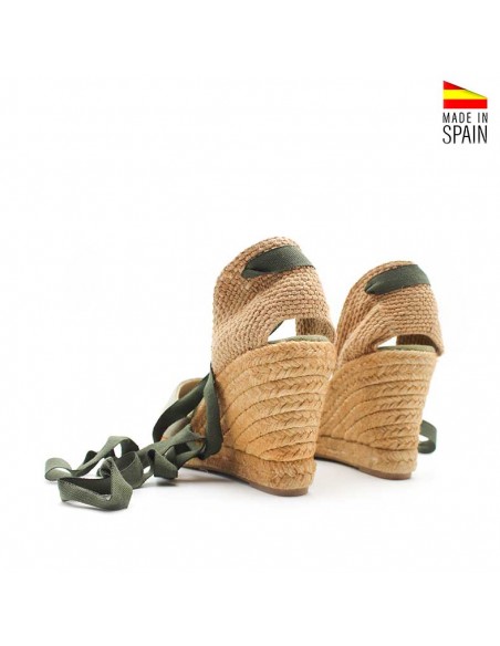 alpargatas de cuña verde caqui con plataforma