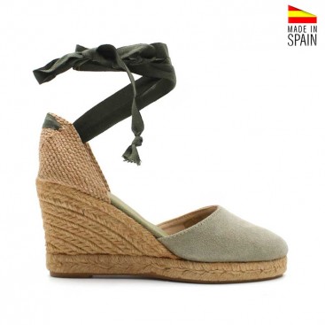 alpargatas verde caqui de mujer con cuña