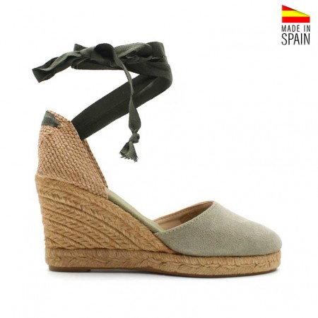 alpargatas verde caqui de mujer con cuña