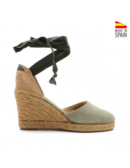 alpargatas verde caqui de mujer con cuña