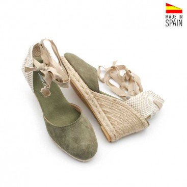 alpargatas de esparto verde caqui con plataforma
