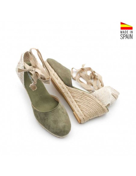 alpargatas de esparto verde caqui con plataforma
