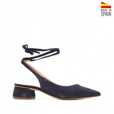 zapato destalonado de serraje azul