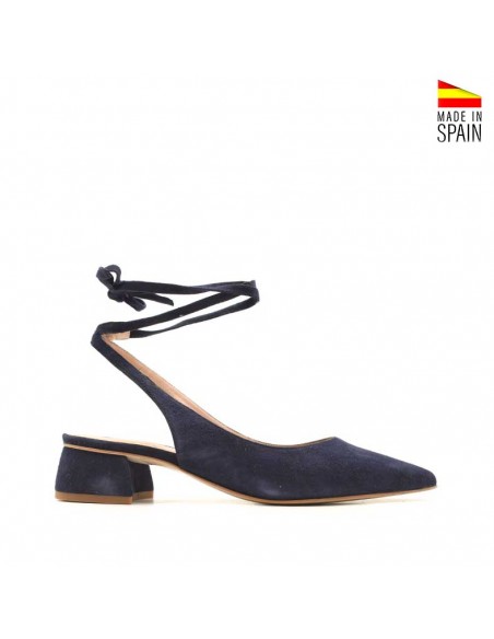 zapato destalonado de serraje azul