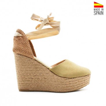 alpargatas cuña verde de mujer