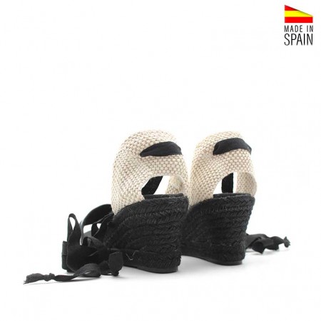 sandalias cuña esparto mujer con diseño tribal