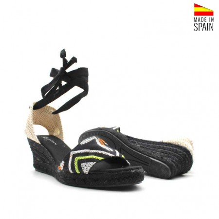 sandalias mujer cuña esparto con cintas