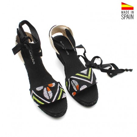 sandalias mujer cuña esparto de lona