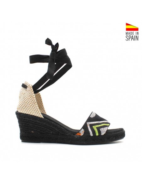 sandalias mujer cuña esparto con diseño tribal