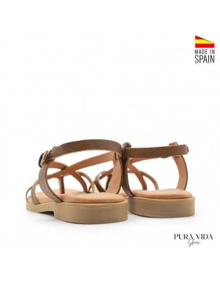 sandalias para mujer en marron plnas
