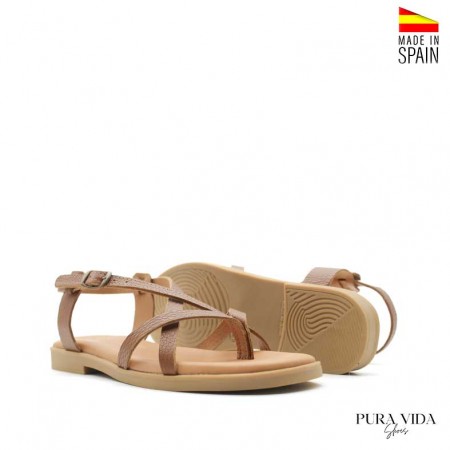sandalias marrones planas