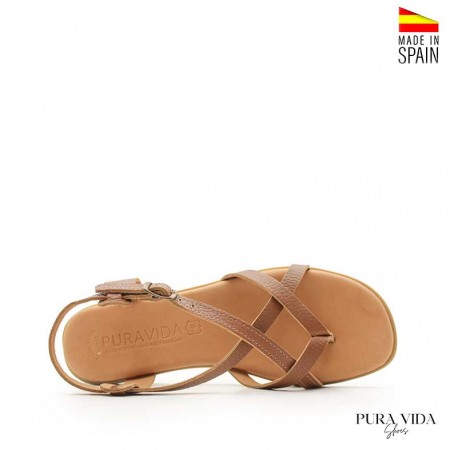 sandalia tiras piel marrón