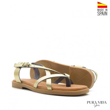 sandalias dedo piel mujer​