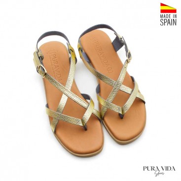 sandalia plana tiras plata