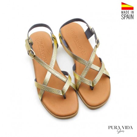 sandalia plana tiras plata