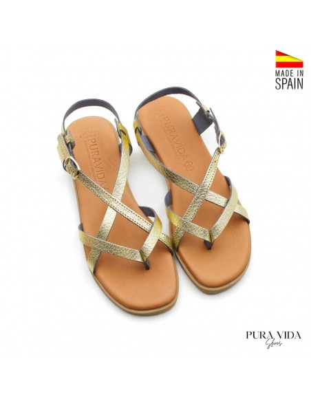 sandalia plana tiras plata