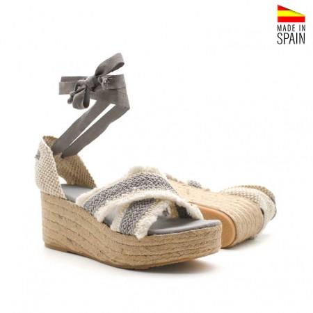 sandalias grises cuña con plataforma