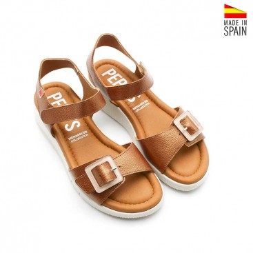 Sandalias cuña cómodas hebilla