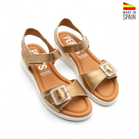 sandalias cuña baja bronce