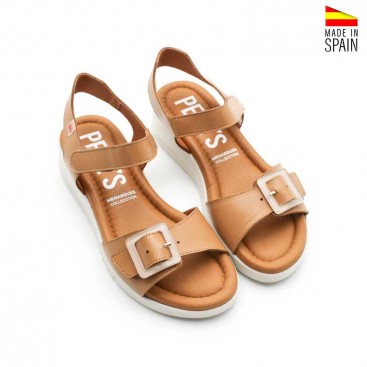 sandalias cuero cuña cómodas