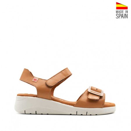 sandalias cuero cuña de piel