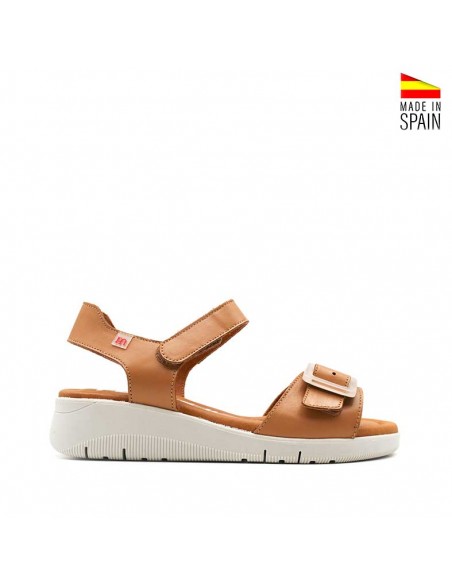 sandalias cuero cuña de piel