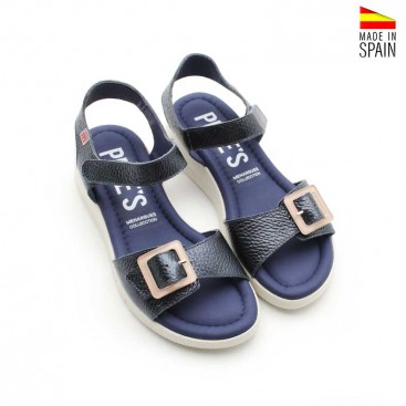 sandalias azul marino cuña cómodas