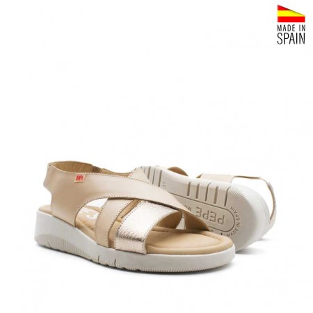 sandalias con cuña cómodas de piel