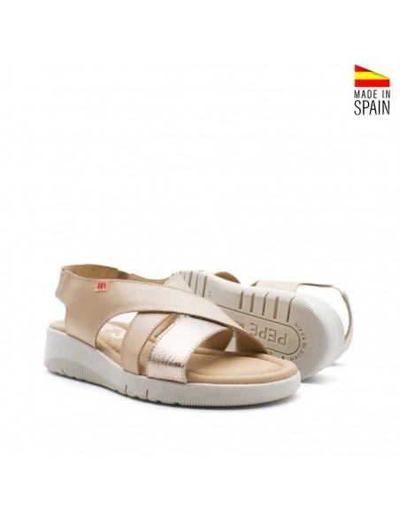 sandalias con cuña cómodas de piel