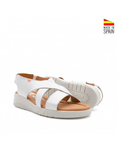 cuñas bajas blancas de piel