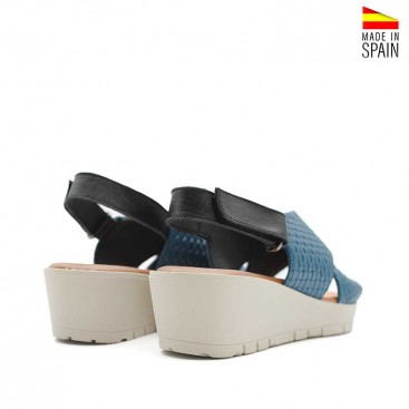 cuñas azul marino mujer con velcro