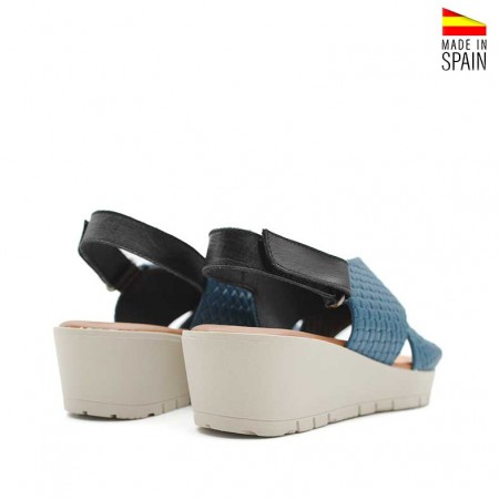 cuñas azul marino mujer con velcro