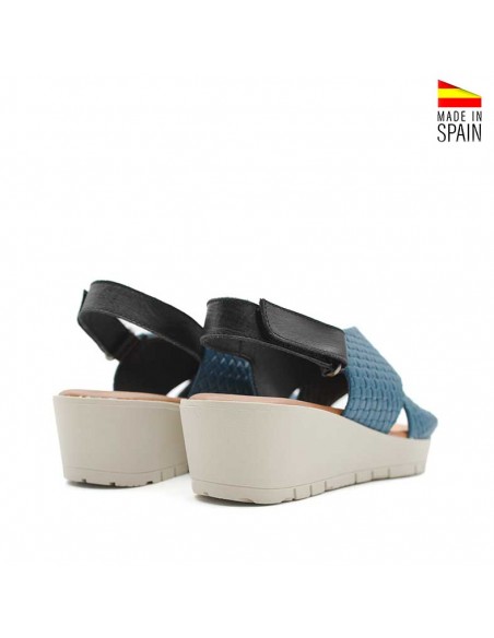 cuñas azul marino mujer con velcro