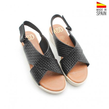 cuñas negras piel para mujer