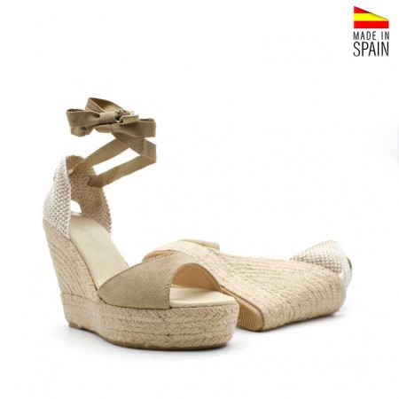 cuñas de yute con plataforma y lazos