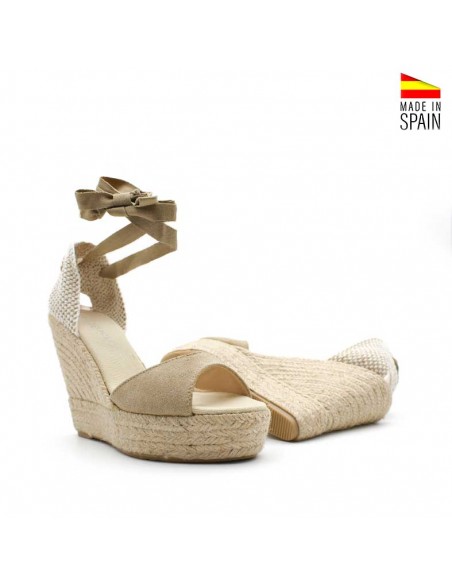 cuñas de yute con plataforma y lazos
