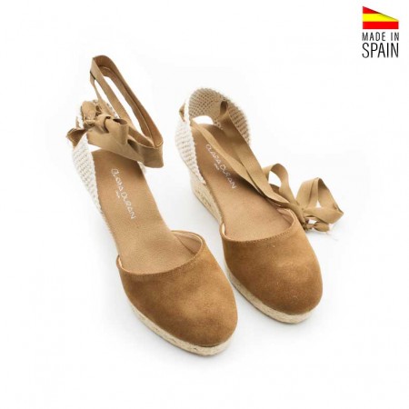 alpargata de esparto marrón con cintas
