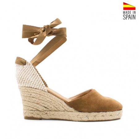 alpargatas marrones de cuña en serraje
