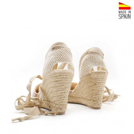 alpargatas de cuña con cintas para atar