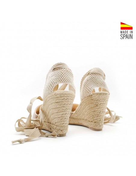 alpargatas de cuña con cintas para atar