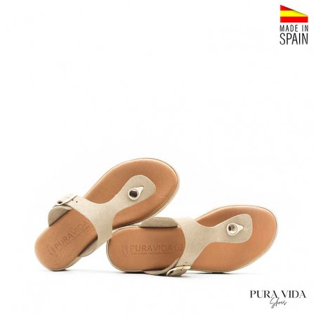 sandalias esclavas beige de piel